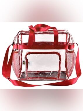 Alba Clear Crossbody Bag with Red Trim